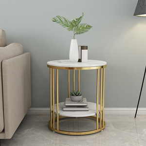 Hotel Luxury Furniture Marble Top <b>Side</b> <b>Tables</b> <b>Gold</b> Plated Metal Round Corner <b>Table</b> for Living Room, Hotel, Office Manufacture - Product Image 5