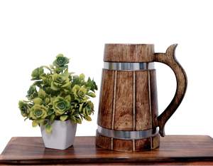 Taza de Madera de Roble Hecha a Mano TIMELESS CRAFT con Interior de Acero Inoxidable para Té, Cerveza y Jugo - Diseño Clásico, Regalo Empresarial - Product Image 1