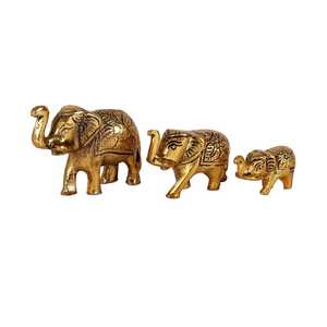 Figuras de elefantes de 8.89 x 3.05 x 6.86 cm, juego de 3 esculturas de animales Feng Shui hechas a mano, decoración de mesa, adorno para sala de estar - Product Image 1