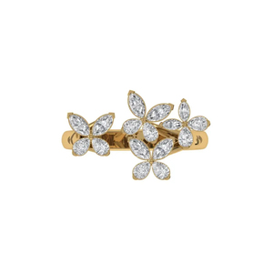 Impresionante Anillo de Rama Floral Delicado 05 con Diamantes Sostenibles Cultivados en Laboratorio, Engastados en Platino con Diseño de Ramita Orgánica - Product Image 1