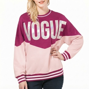 Sudadera Casual Oversize para Mujer, Cuello Redondo, Azul Marino, con Estampado de Letras y Logotipo Frontal, Manga Larga, Tejida, para Otoño/Primavera - Product Image 3
