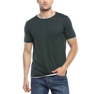 100% Cotton O-Neck Short Sleeve Regular Fit Solid Eco-Friendly Casual Men's Knitted T-Shirt 240 Grams Custom Front <b>Logo</b> - Product Image 2