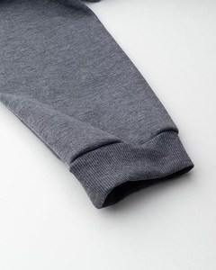 Men Gray <b>Zip</b>-<b>Up</b> Hoodie With <b>White</b> Letter Print Front Logo Regular Fit Unisex Cotton French Terry Casual Autumn Wear - Product Image 6