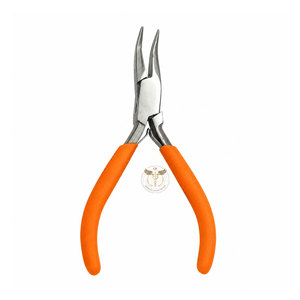 Alicates de Punta Curva Profesionales con Mango Ergonómico Naranja, Alicates de Acero Inoxidable de Punta Larga para Joyería, para Abalorios y Doblado de Alambre - Product Image 1