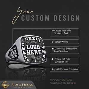 Bague d'université BOJ MCollege 028 personnalisée en argent avec diamant, bague de diplôme unisexe, certifiée GIA, micro-prix bas - Product Image 5