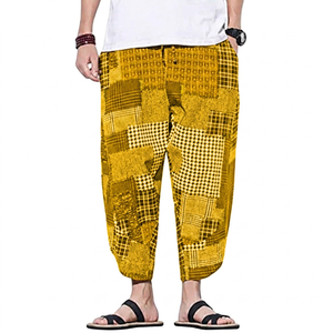 Men's Summer <b>Woven</b> 100% Polyester Breathable Mid Waist Hip Hop Printed Pocket Drawstring Casual <b>Shorts</b> - Product Image 4