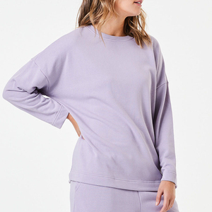 Sudadera de Punto para Mujer, Cuello Redondo, Manga Larga, Talla Grande, Color Sólido, Transpirable, 100% Algodón, para Otoño - Product Image 2