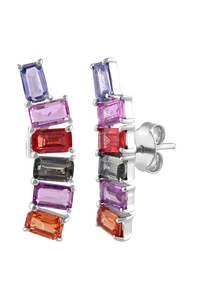 Pendientes de Zafiro Múltiple en Plata de Ley 92.5 KLST-30835 - Product Image 3