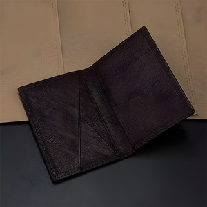 Premium Jet Black Saffiano <b>Leather</b> Pocket Organizer Minimalist Ultra Slim Multi Slot Vertical Bifold <b>Card</b> <b>Wallet</b> Holder for <b>Men</b> - Product Image 2