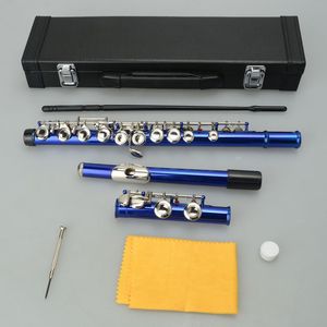 Flauto da Concerto in Cupronichel di Alta Qualità con 16 Chiavi e Fori Chiusi, Colore Blu - Product Image 2