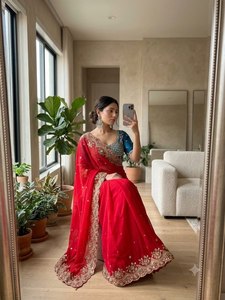 Reglance Rich Buti pour Saree en Satin - Broderie de Paillettes 3mm, Blouse Jhalar en Tulle, Bordure Lourde Traditionnelle Élégante avec Pompons - Product Image 3