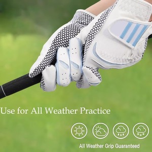 Gants de golf pour hommes en cuir Cabretta souple, pour les deux mains, avec grip chaud et froid, blancs, en tissu élastique respirant et durable, pour les sports de plein air - Product Image 3