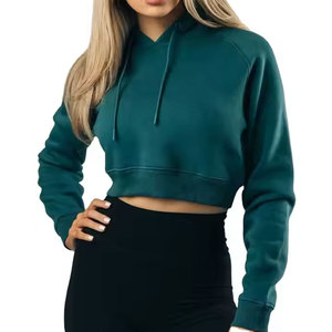 Hoodies courts tendance pour femmes avec coupe décontractée, manches longues et cordon de serrage – Tenue décontractée et stylée pour le printemps et l'automne - Product Image 1