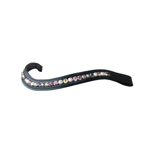 Saman exporta banda de cejas de cuero exclusiva con lavanda, diamantes de imitación amarillos y grises y diseño de perlas fabricante y proveedor - Product Image 2