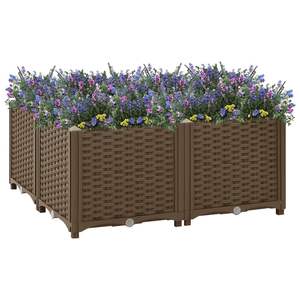 Macetas y jardineras cuadradas medianas elevadas de polipropileno marrón - Product Image 1