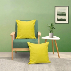 Housse de coussin en toile 100% coton, jaune uni, carrée, de qualité supérieure, pour canapé, hôtel, maison - Product Image 1