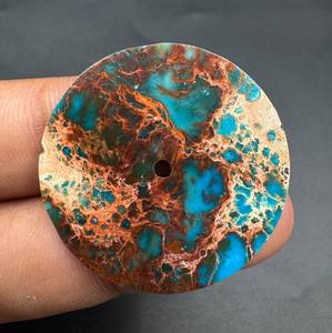 Cadran de montre en jaspe bleu sédimentaire K Gems 31,50x0,60mm, pierre précieuse polie sur une face avec trou central de 2mm, composant de montre de luxe personnalisé - Product Image 3