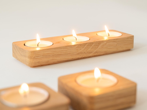 Porte-bougie en bois de chêne, style Japandi scandinave, support pour bougie chauffe-plat en bois naturel, minimaliste, rustique, pour table - Product Image 5