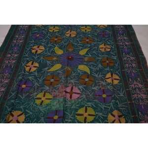 Vintage Kantha Suzani <b>Quilt</b> Handmade Cotton Floral Embroidery Boho Indian Eco-Friendly All-Season Bedspread <b>Throw</b> Blanket - Product Image 6