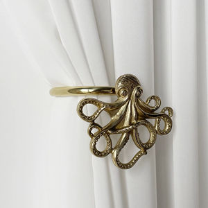 Sujetador de cortina con diseño de pulpo, temática oceánica, decorativo, para decoración del hogar con inspiración playera y habitación infantil - Product Image 1