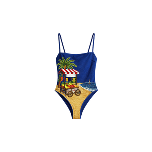 Women's Beige Beaded Bodysuit with One-Shoulder Neckline Custom Embroidery One-Piece Women's Swimsuit Best-Selling Bathing Suit - Product Image 4