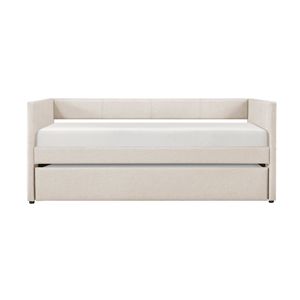 Mobili per la casa moderna 1pc divano letto imbottito in tessuto Beige con telaio in legno a rotelle letto - Product Image 3