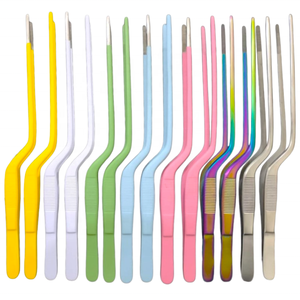 KOUNAIN 20.5cm PTFE-Coated Stainless Steel Offset Tweezers with Serrated <b>Tips</b> Non-Slip Grip Utensils for Food Preparation - Product Image 6