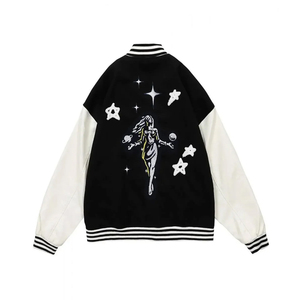 New Custom Men'<b>s</b> Varsity <b>Jacket</b> with Stand Collar and Front Logo Plain Wool Custom Embroidery Private Label Wholesale Price - Product Image 2