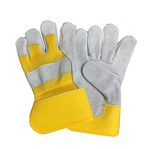 Guantes de Seguridad de Cuero Naranja Gris, Resistentes a la Abrasión, Antideslizantes, de Uso General, con Puño Recto - Product Image 1