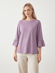 Bmama Purple Embroidered Blouse Womens Casual 3 4 Sleeve Loose Fit <b>Top</b> Wholesale - Product Image 6