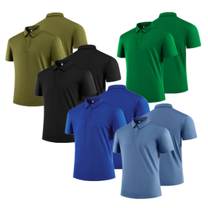 T-shirt pour homme, vente flash, respirant, séchage rapide, 100% polyester, motif uni, manches courtes, boutons sur le devant, design sportif - Product Image 1