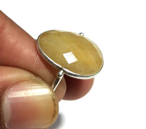 Anillo con Incrustaciones de Zafiro Amarillo Natural, Plata de Ley 925, Engaste en Bisel, Estilo Bohemio Ovalado, Anillo de Diseño para Unisex - Product Image 1