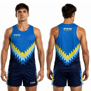Maillot de course sans manches personnalisé pour hommes, avec impression de logo, pour clubs universitaires, compétitions sportives et de course sur piste et terrain - Product Image 1