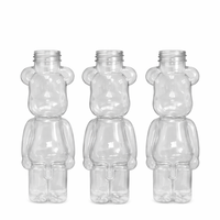 400ml PET plastic fles in de vorm van een beer met aluminium draaidop en rietjegat voor smoothies en frisdrank