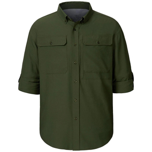 เสื้อเชิ้ตแขนยาวสีเขียวล้วนสำหรับผู้ชาย ทรงปกติ ผ้าฝ้ายแห้งเร็ว - Product Image 4