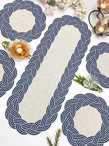 Handmade Embroidered Fabric Table <b>Runner</b> Rectangle <b>Green</b> Leaf Design Luxury Eco-Friendly Durable Lightweight Decorative Mat - Product Image 5