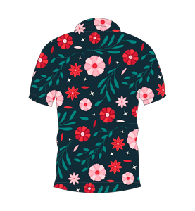 เสื้อโปโลพิมพ์ลายดอกไม้สีกรมท่าเข้มสำหรับผู้ชายแขนสั้นลำลองแฟชั่นฤดูร้อน - Product Image 5