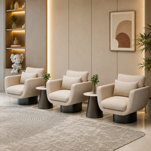 Fauteuil d'appoint moderne de luxe en tissu, style scandinave, pour salon, chambre ou hôtel - Product Image 1