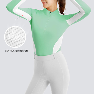 Camisetas de equitación para mujer con logo personalizado, capa base transpirable que absorbe el sudor, tops de equitación transpirables, ropa de entrenamiento de verano - Product Image 2