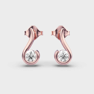 ZAWO HOUSE Stylish Rose Gold <b>Silver</b> Round Cut Diamond Push <b>Back</b> <b>Earrings</b> Tension Set Engagement Wedding Jewelry - Product Image 6