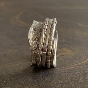 Three Rotating Band Sterling Silver 7.6 Grams <b>Spinner</b> <b>Ring</b> Anti-Tarnish for Unisex Comfortable Fit Everyday Wear - Product Image 2