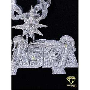 Wholesale <b>Custom</b> Letter Pendant <b>Necklace</b> Full Iced Cuban Link Hip Hop Jewelry Personalized <b>Name</b> Pendant Moissanite Gold Plated - Product Image 3