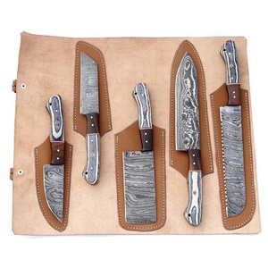 Custom 5 Piece Hand Forged Damascus Kitchen <b>Knife</b> <b>Set</b> Professional Chef Cleaver Utility <b>Knife</b> <b>Set</b> with Wooden Handle OEM ODM - Product Image 1