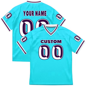 Maillot de football américain personnalisé jaune à col en V, sublimé, en mesh respirant, pour homme adulte, manches courtes - Product Image 5
