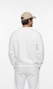 Oneten Apparel <b>Men's</b> <b>White</b> Crew Neck Pullover <b>Sweatshirt</b> Solid Minimalist Casual Top - Product Image 3