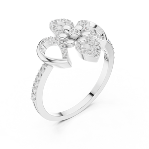Ensemble de bagues en diamant cultivé en laboratoire IMPERIAL FLOWER, or blanc 18 carats plaqué rhodium, style minimaliste pour femmes, fiançailles, mariage, fête - Product Image 4