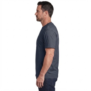 T-shirt à manches courtes bleu marine pour homme, 100% coton, coupe classique, col rond, couleur unie, jersey décontracté, t-shirt uni - Product Image 6