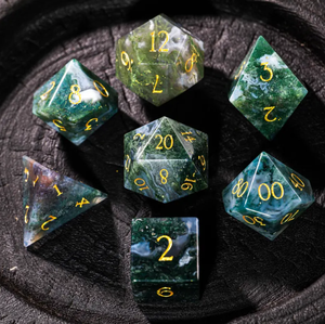 Luxury Natural Moss agate Gemstone <b>Dice</b> <b>Set</b> Handmade Polyhedral RPG <b>Dice</b> for Dungeons & Dragons Tabletop Gaming - Product Image 5