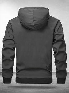 เสื้อสเวตเชิ้ตมีฮู้ดซิปสำหรับผู้ชาย ทรงปกติ สีพื้น ผ้าโพลีเอสเตอร์ฟลีซ ระบายอากาศได้ดี เหมาะสำหรับใส่ในฤดูหนาว - Product Image 2