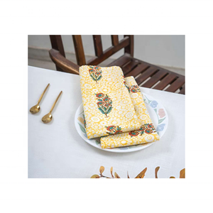 Elegante Golf Touch 100% Algodón Bordado Amarillo Geométrico 18x18 120 GSM Biodegradable OEM ODM GOTS Servilletas de algodón Certificadas - Product Image 1